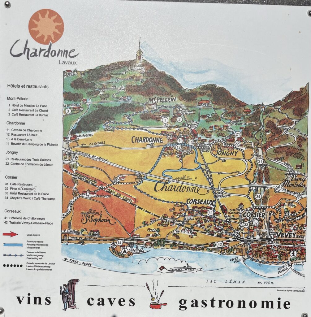 mapa vinařské oblasti Lavaux, UNESCO